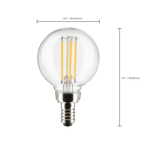 5.5 Watt G16.5 LED Filament - Clear - Candelabra Base - 2700K - 500 Lumens - 120 Volt - 2-Pack - Image 6