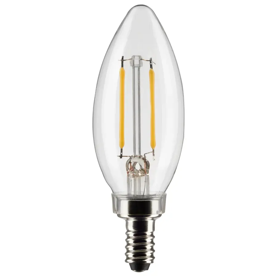 3 Watt B11 LED Filament - Clear - Candelabra Base - 2700K - 200 Lumens - 120 Volt - 2-Pack - Image 1
