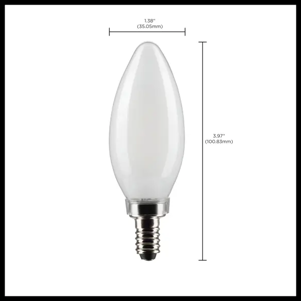 3 Watt B11 LED Filament - Frosted - Candelabra Base - 2700K - 200 Lumens - 120 Volt - 2-Pack - Image 6