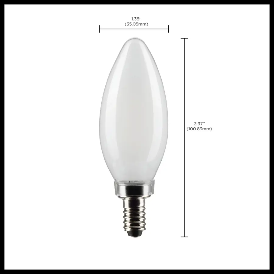 3 Watt B11 LED Filament - Frosted - Candelabra Base - 2700K - 200 Lumens - 120 Volt - 2-Pack - Image 6