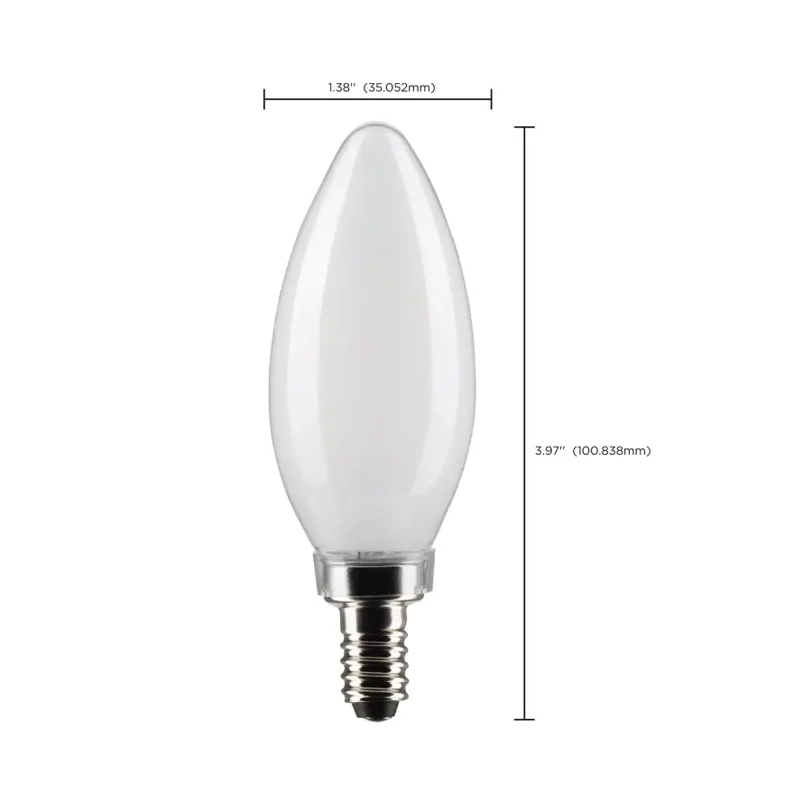 4 Watt B11 LED Filament - Frosted - Candelabra Base - 3000K - 350 Lumens - 120 Volt - 2-Pack - Image 6