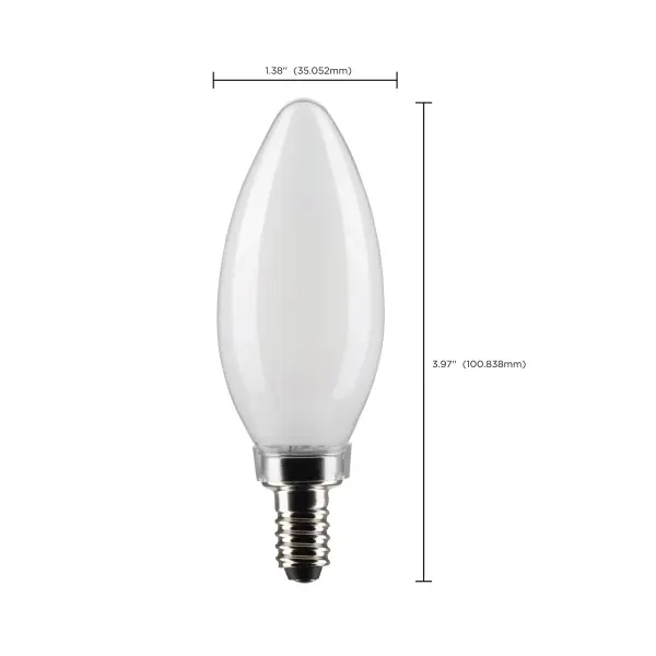 4 Watt B11 LED Filament - Frosted - Candelabra Base - 5000K - 350 Lumens - 120 Volt - 2-Pack - Image 6