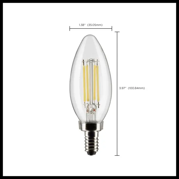 5.5 Watt B11 LED Filament - Clear - Candelabra Base - 5000K - 500 Lumens - 120 Volt - 2-Pack - Image 6