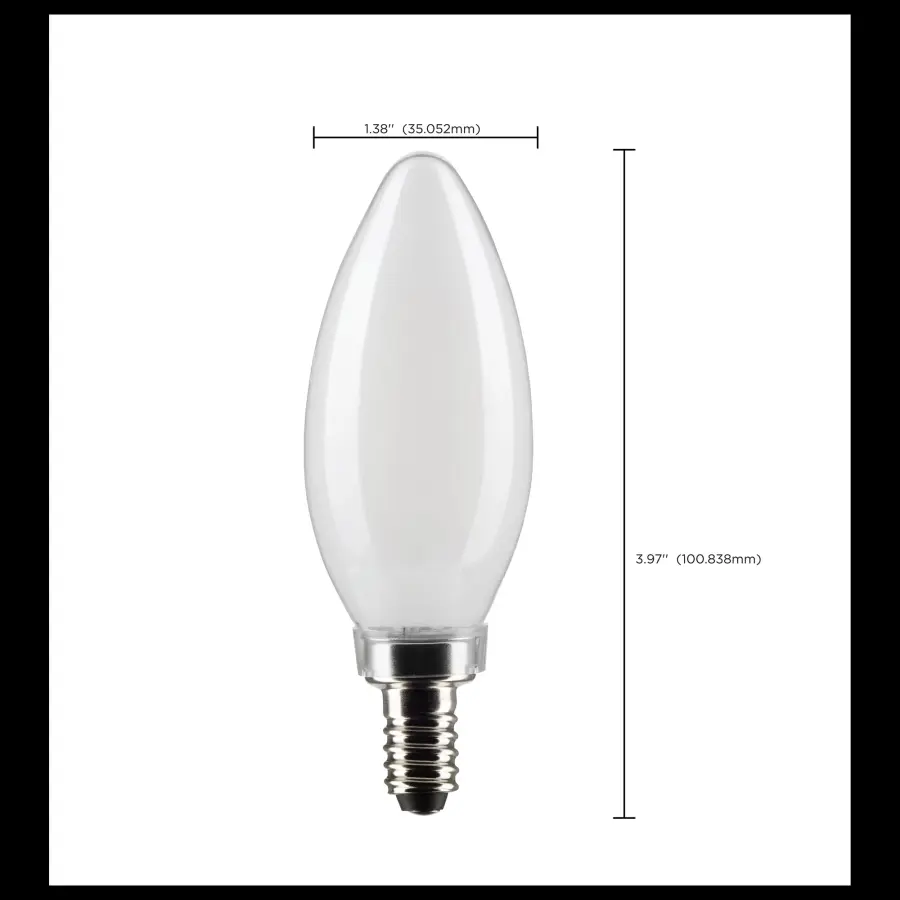 5.5 Watt B11 LED Filament - Frosted - Candelabra Base - 2700K - 500 Lumens - 120 Volt - 2-Pack - Image 6