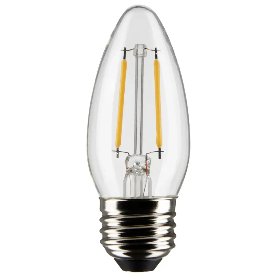 3 Watt B11 LED Filament - Clear - Medium Base - 2700K - 250 Lumens - 120 Volt - 2-Pack - Image 1