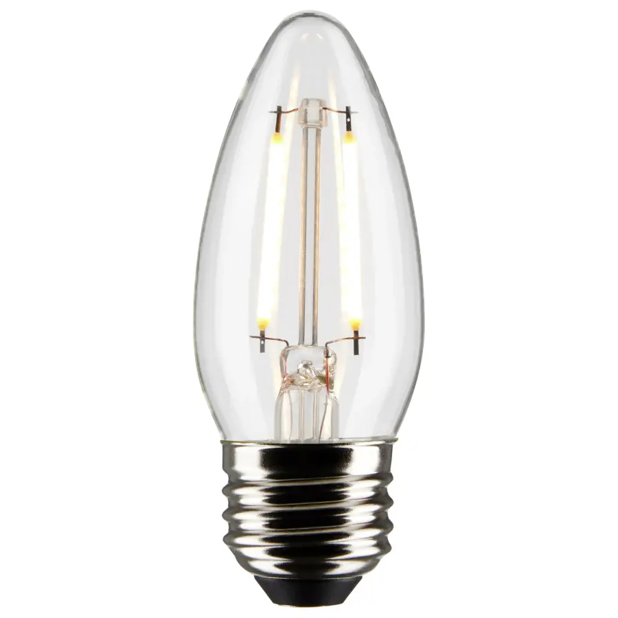 3 Watt B11 LED Filament - Clear - Medium Base - 2700K - 250 Lumens - 120 Volt - 2-Pack - Image 2