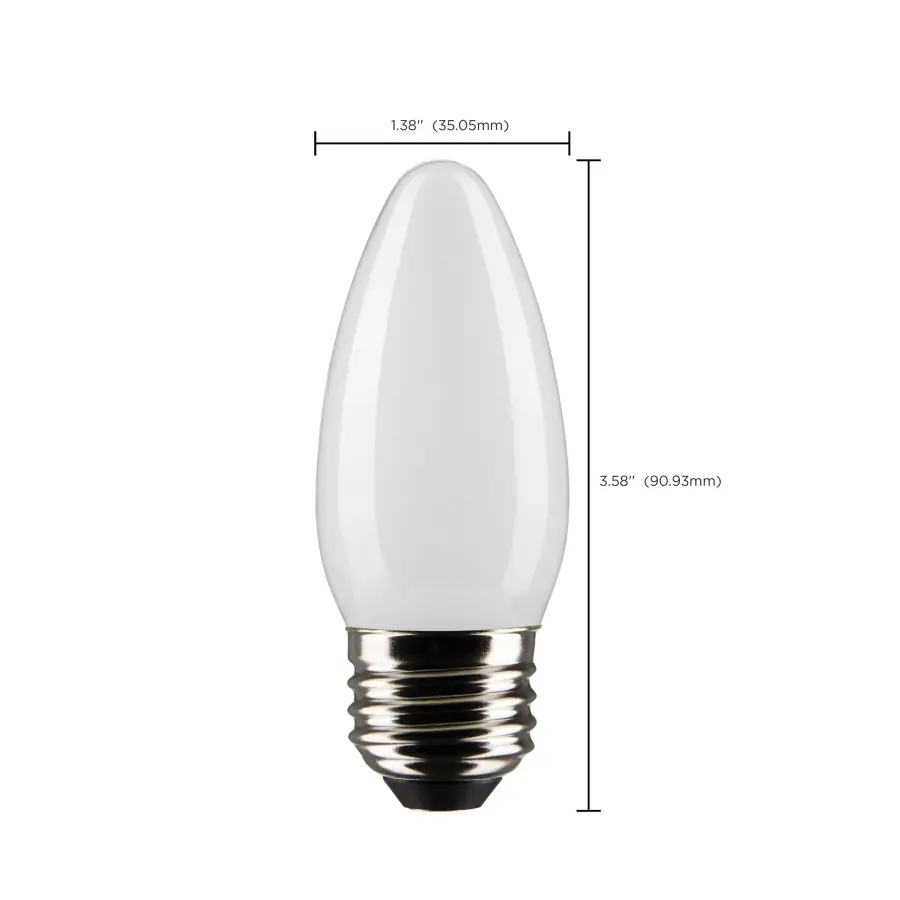 3 Watt B11 LED Filament - Frosted - Medium Base - 2700K - 250 Lumens - 120 Volt - 2-Pack - Image 6