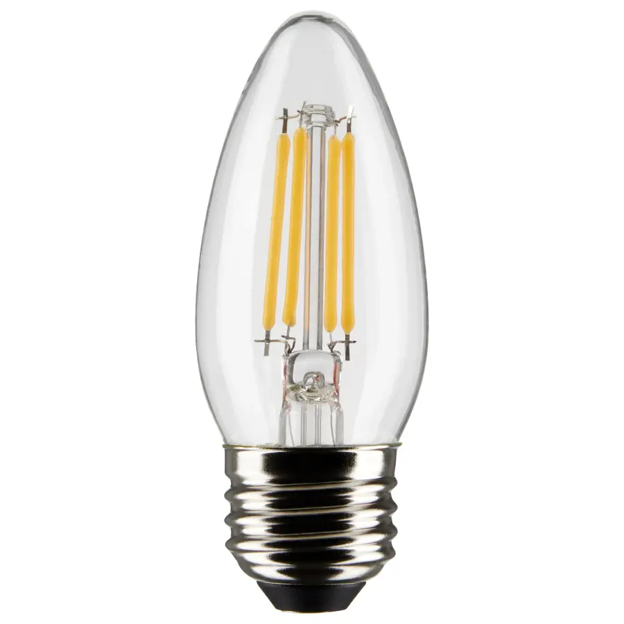 4 Watt B11 LED Filament - Clear - Medium Base - 2700K - 350 Lumens - 120 Volt - 2-Pack - Image 1