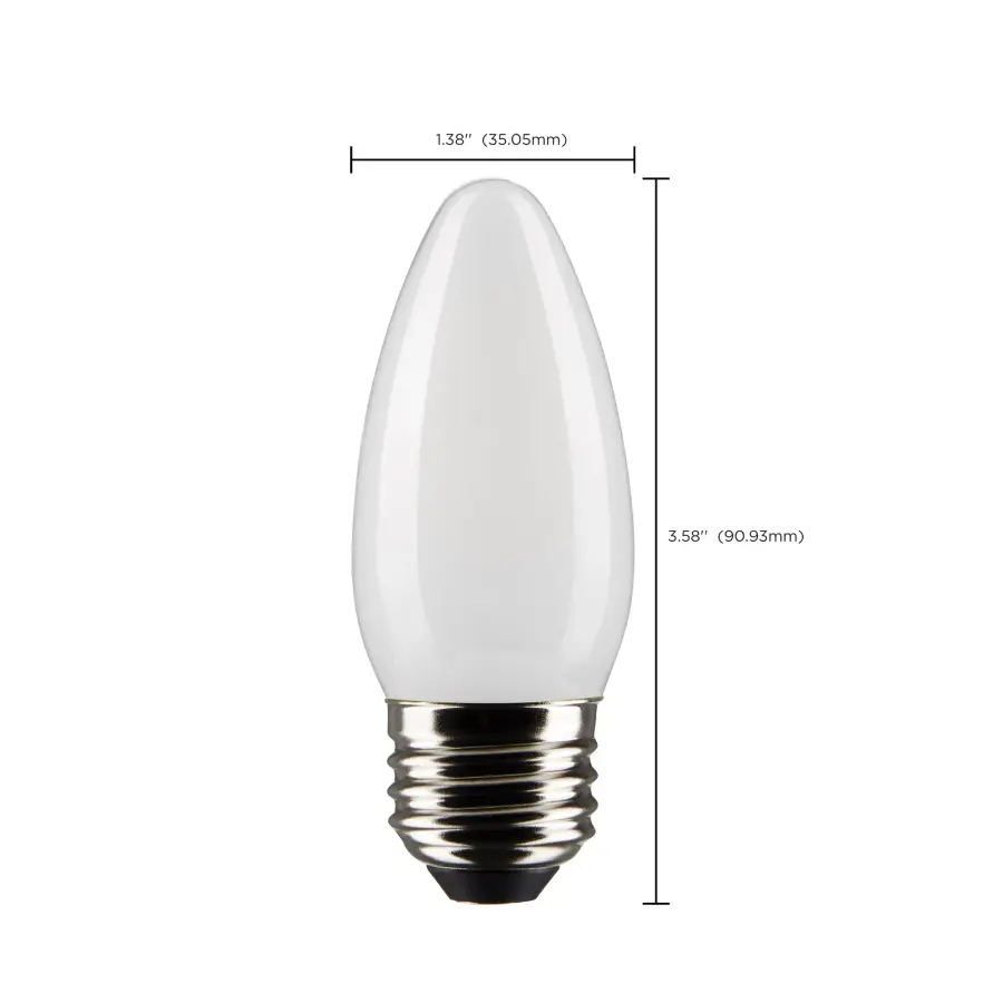 5.5 Watt B11 LED Filament - Frosted - Medium Base - 2700K - 500 Lumens - 120 Volt - 2-Pack - Image 6