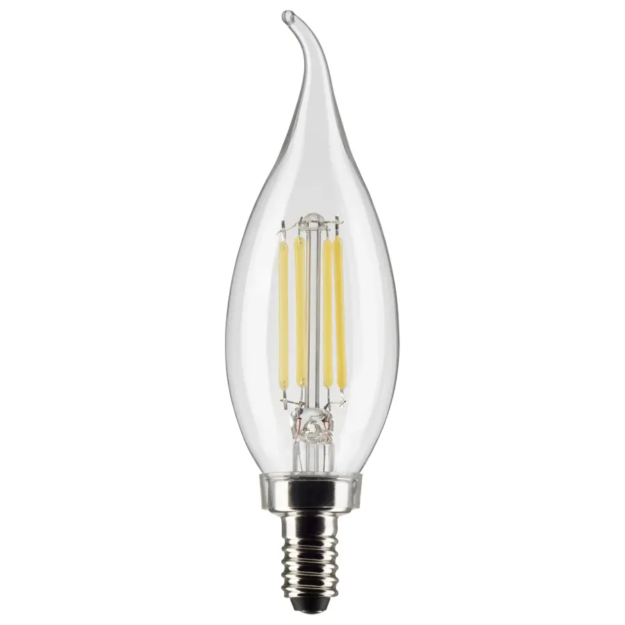 4 Watt CA10 LED Filament - Clear - Candelabra Base - 2700K - 350 Lumens - 120 Volt - 2-Pack - Image 1