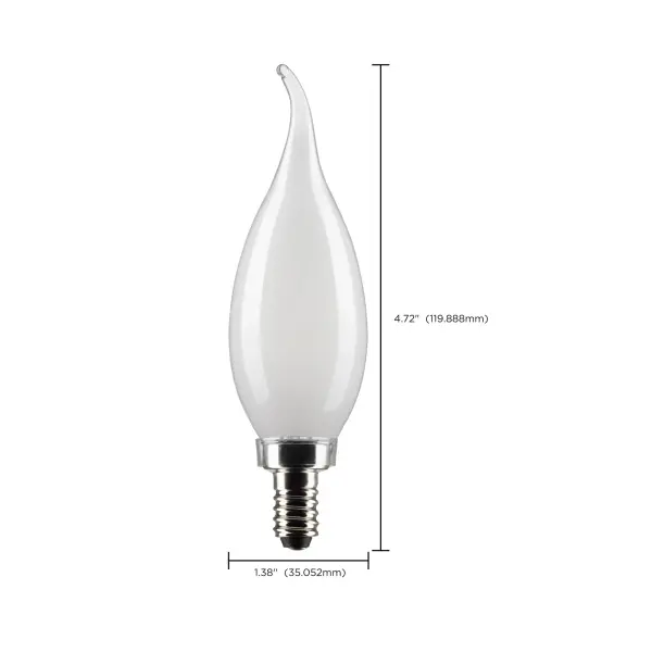 4 Watt CA10 LED Filament - Frosted - Candelabra Base - 2700K - 350 Lumens - 120 Volt - 2-Pack - Image 6