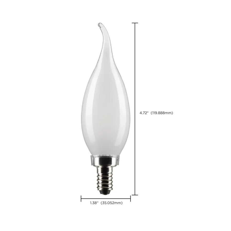 4 Watt CA10 LED Filament - Frosted - Candelabra Base - 2700K - 350 Lumens - 120 Volt - 2-Pack - Image 6
