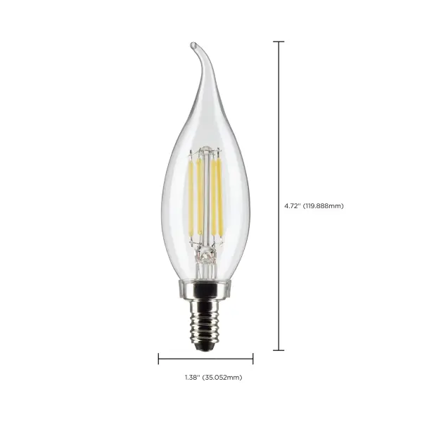 5.5 Watt CA10 LED Filament - Clear - Candelabra Base - 2700K - 500 Lumens - 120 Volt - 2-Pack - Image 6
