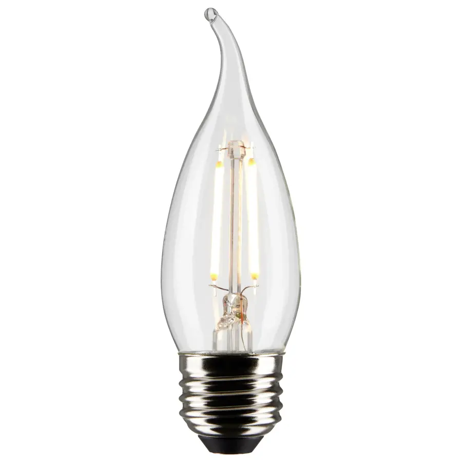 3 Watt CA10 LED Filament - Clear - Medium Base - 2700K - 250 Lumens - 120 Volt - 2-Pack - Image 2