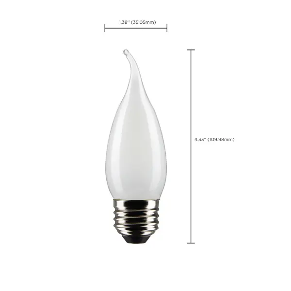 4 Watt CA10 LED Filament - Frosted - Medium Base - 2700K - 350 Lumens - 120 Volt - 2- Pack - Image 6