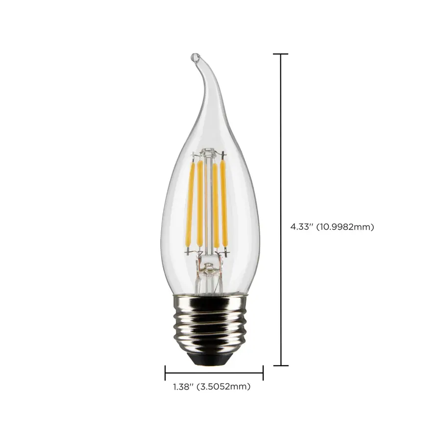 5.5 Watt CA10 LED Filament - Clear - Medium Base - 2700K - 500 Lumens - 120 Volt - 2-Card - Image 6