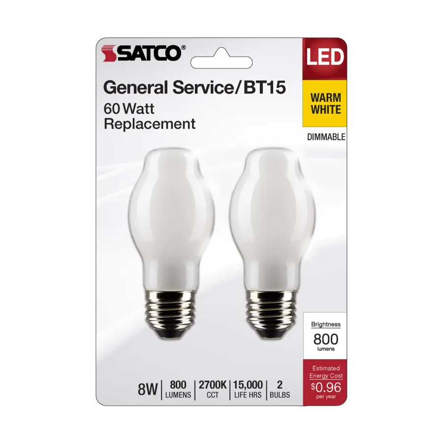 8 Watt BT15 LED Filament - White - Medium Base - 2700K - 800 Lumens - 120 Volt - Image 4