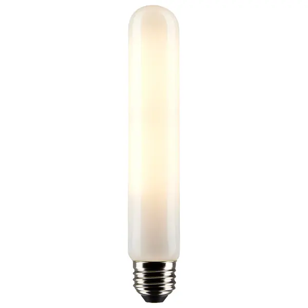 Satco's 8-watt, T9 LED bulb with a medium base is dimmable and offers warm white light with a 320 degree beam spread. Wet rated for use in kitchens and bathrooms, the carded 2-pack is suitable for retail display. Elegant and long-lasting, this frosted bulb delivers 15,000 hours of exceptional illumination. - alternate view