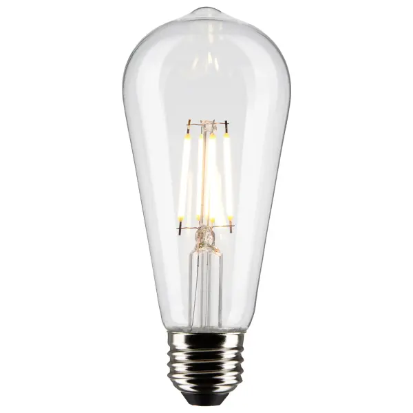Satco's 5-watt, ST19 LED bulb with a medium base is dimmable and offers warm white light with a 300 degree beam spread. Wet rated for use in kitchens and bathrooms, the carded 2-pack is suitable for retail display. Elegant and long-lasting, this clear bulb delivers 15,000 hours of exceptional illumination. - alternate view