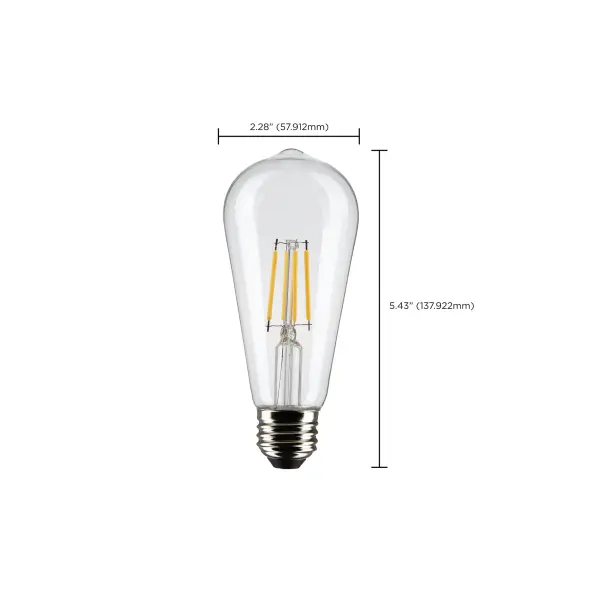 5 Watt ST19 LED Filament - Clear - Medium Base - 2700K - 425 Lumens - 2-Pack - Image 6