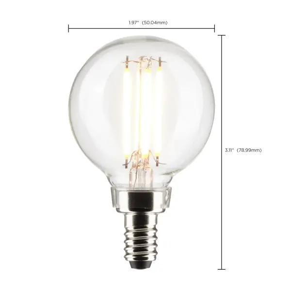 4 Watt G16.5 LED Filament - Clear - Candelabra Base - 5000K - 120 Volt - 2-Pack - Image 7