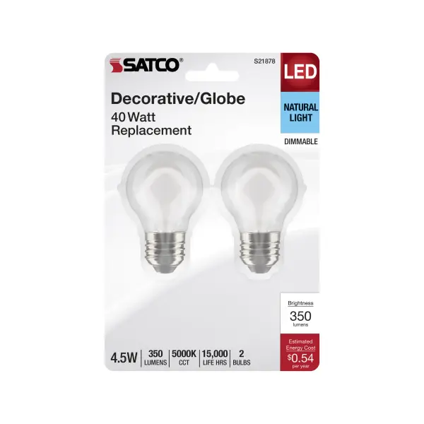 4.5 Watt G16.5 LED Filament - White - Medium Base - 5000K - 120 Volt - 2-Card - Image 4