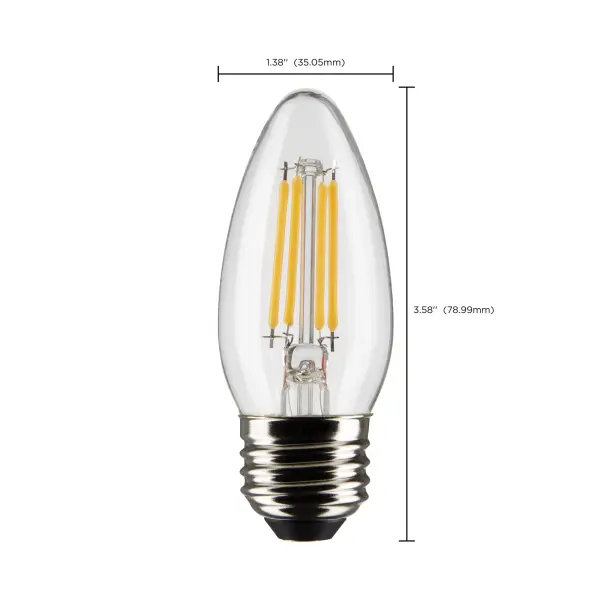 4 Watt B11 LED Filament - Clear - Medium Base - 5000K - 120 Volt - 2-Pack - Image 7