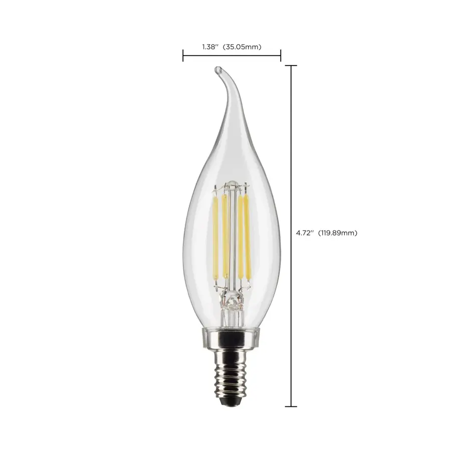 5.5 Watt CA10 LED Filament - Clear - Candelabra Base - 5000K - 120 Volt - 2-Card - Image 7