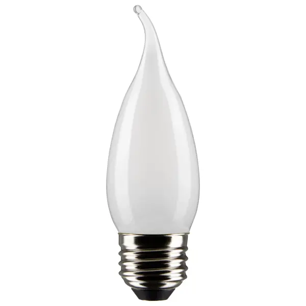 SATCO NUVO's 4-watt frost, LED CA10 bulb with a medium base is dimmable and offers 5000K natural light. Wet rated for indoor and outdoor applications, the carded 2-pack is suitable for retail display. Elegant and long-lasting, this clear bulb delivers 15,000 hours of exceptional illumination.
