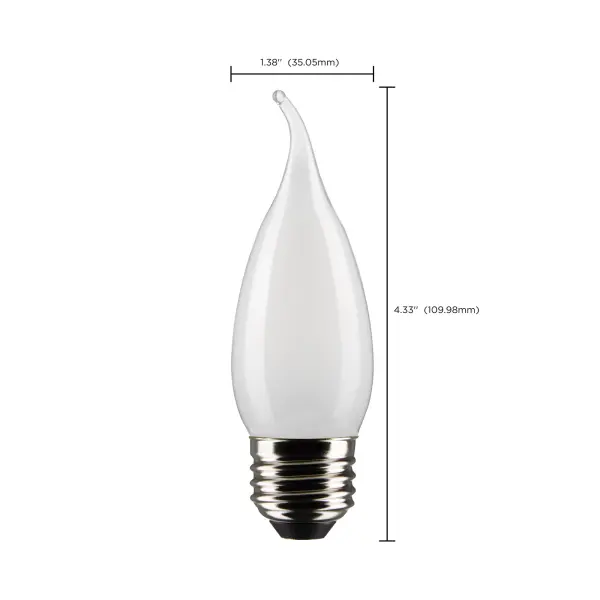 4 Watt CA10 LED Filament - Frost Finish - Medium Base - 5000K - 120 Volt - 2-Pack - Image 7