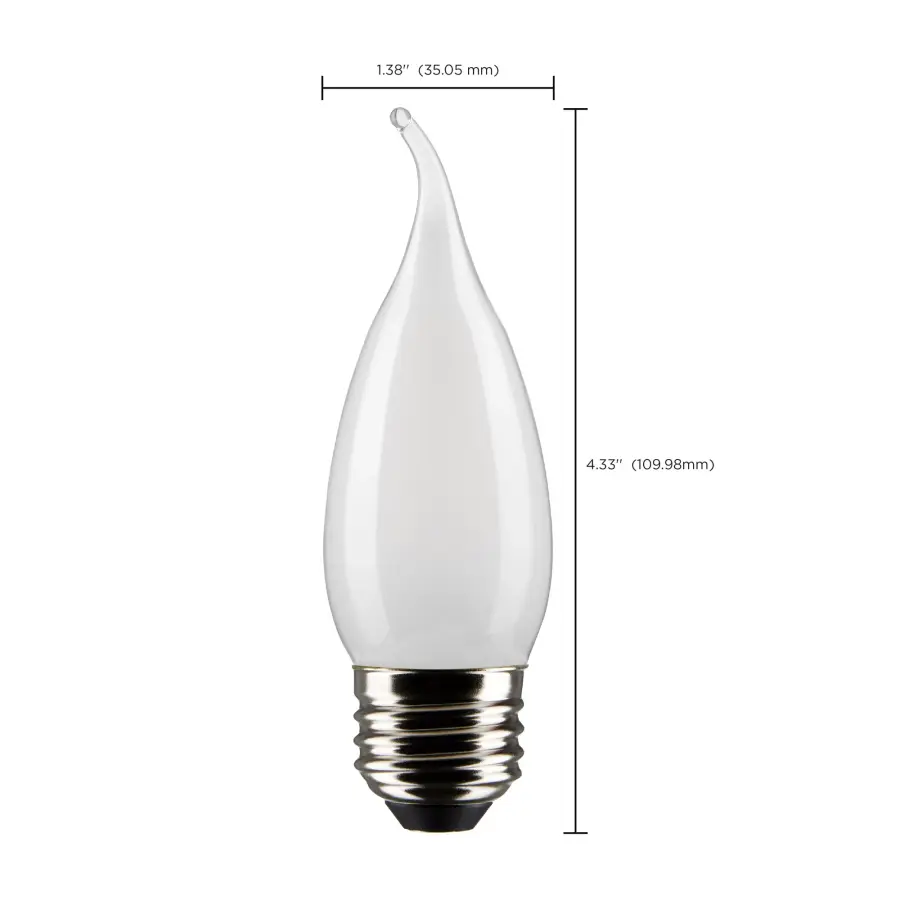 5.5 Watt CA10 LED Filament - Frost Finish - Medium Base - 5000K - 120 Volt - 2-Card - Image 6