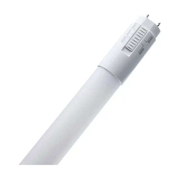 SATCO NUVO's LED T8 Lamps - Type A are range voltage compatible and CCT selectable for versatile for use in a variety of applications. With five selectable CCTs at installation, and dimmable with compatible ballasts down to 20 percent, these lamps allow for a customized lighting experience. High-performing, these lamps are damp location rated for reliable use in humid areas. - alternate view