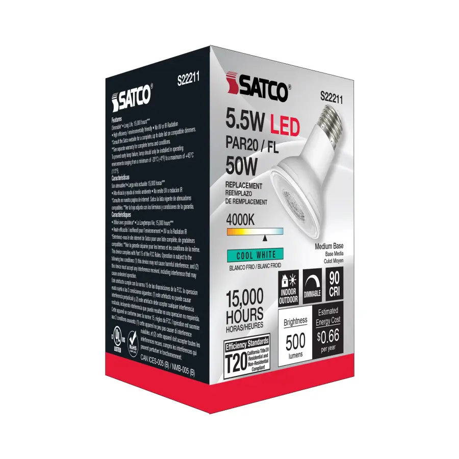 5.5 Watt PAR20 LED - 90 CRI - 4000K - 40 deg. Beam Angle - Medium base - 120 Volt - Image 7