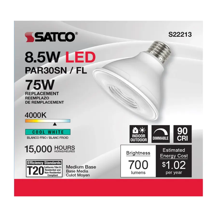 8.5 Watt PAR30S LED - 90 CRI - 4000K - 40 deg. Beam Angle - Medium base - 120 Volt - Image 2