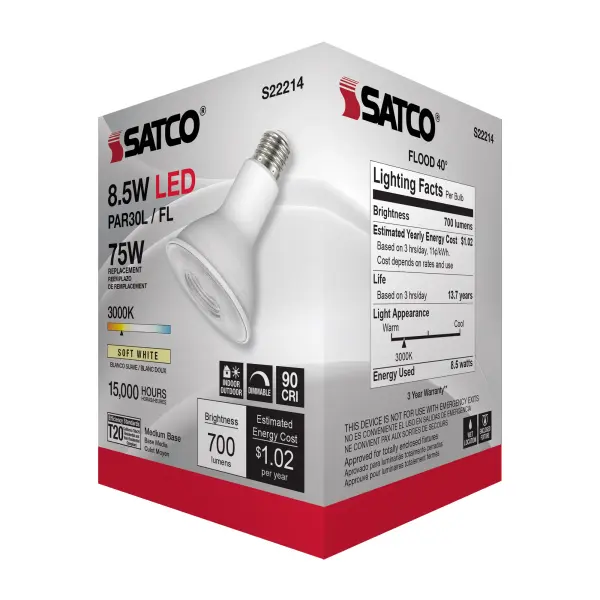 8.5 Watt PAR30L LED - 90 CRI - 3000K - 40 deg. Beam Angle - Medium base - 120 Volt - Image 4