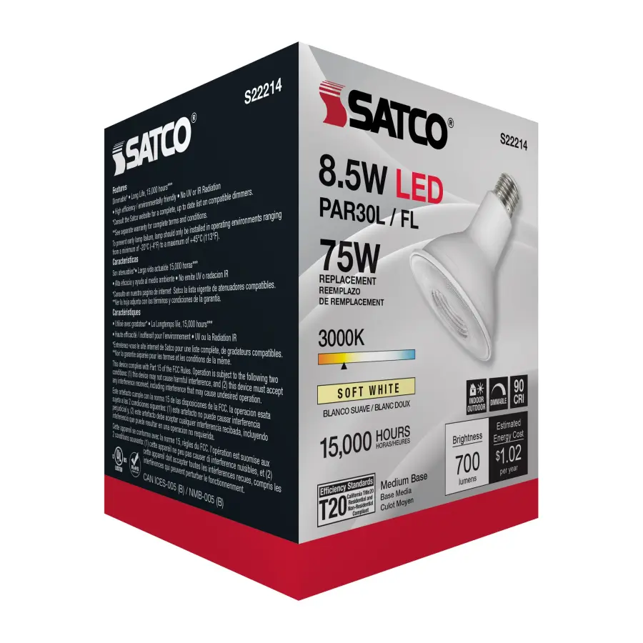 8.5 Watt PAR30L LED - 90 CRI - 3000K - 40 deg. Beam Angle - Medium base - 120 Volt - Image 5