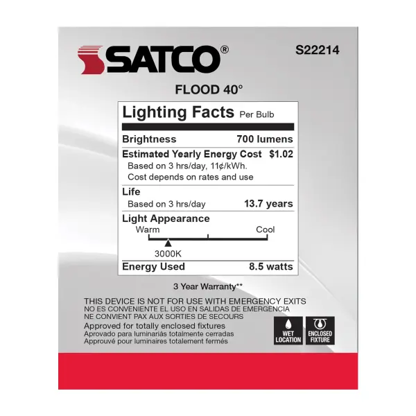 8.5 Watt PAR30L LED - 90 CRI - 3000K - 40 deg. Beam Angle - Medium base - 120 Volt - Image 7