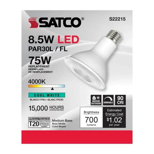 8.5 Watt PAR30L LED - 90 CRI - 4000K - 40 deg. Beam Angle - Medium base - 120 Volt - Image 2