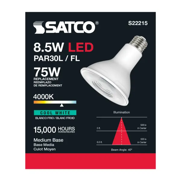 8.5 Watt PAR30L LED - 90 CRI - 4000K - 40 deg. Beam Angle - Medium base - 120 Volt - Image 3