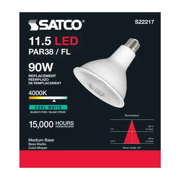 11.5 Watt PAR38 LED - 90 CRI - 4000K - 40 deg. Beam Angle - Medium base - 120 Volt - Image 3