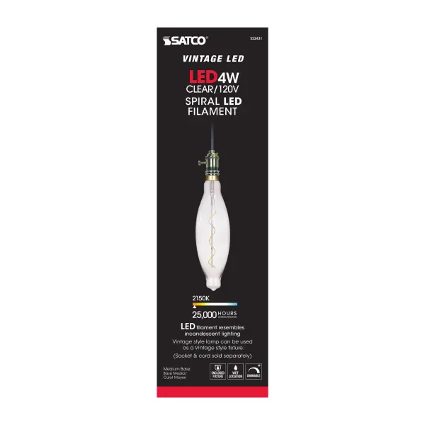 4 Watt BT38 LED vintage style Filament - Clear - 25000 Average rated hours - Medium Base - 120 Volt - Image 4