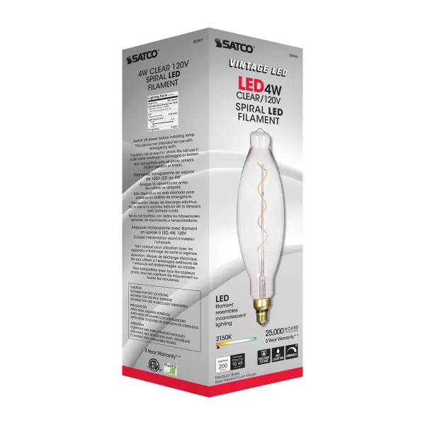 4 Watt BT38 LED vintage style Filament - Clear - 25000 Average rated hours - Medium Base - 120 Volt - Image 9