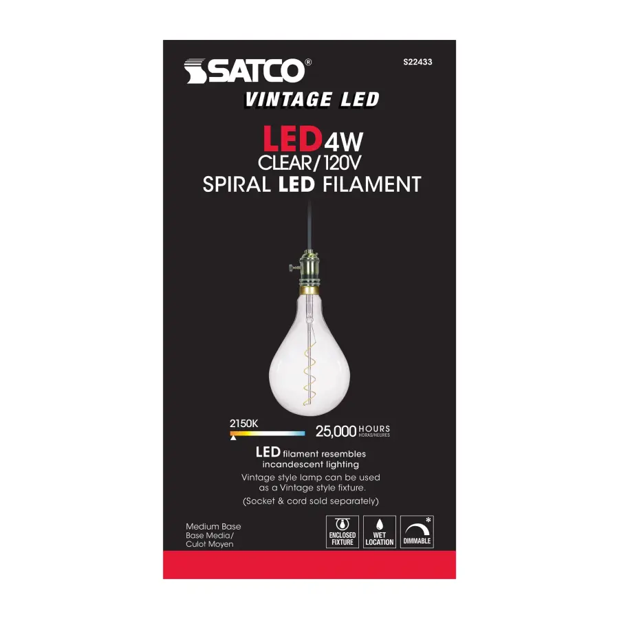 4 Watt PS52 LED vintage style Filament - Clear - 25000 Average rated hours - Medium Base - 120 Volt - Image 4