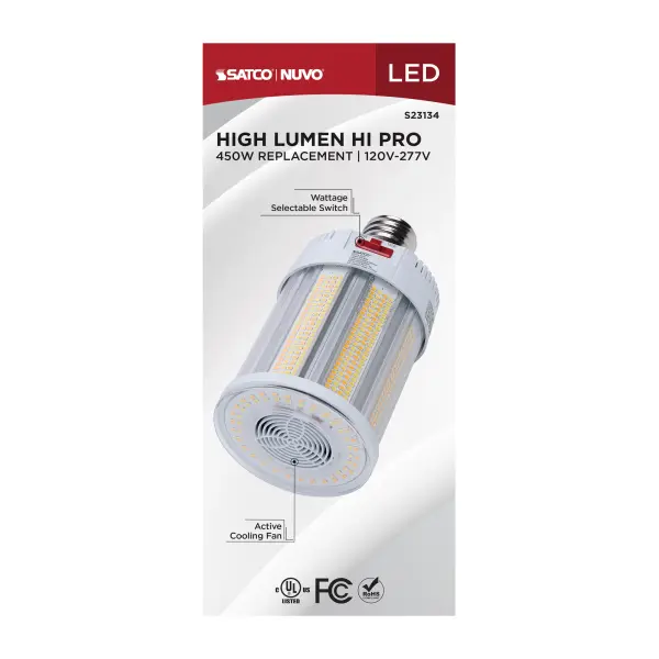 150/115/80 Watt - 30K/40K/50K CCT - Field Selectable LED - Corncob - Mogul Extended Base - 120-277 Ranged Voltage - 450 Watt HID Replacement - Image 10