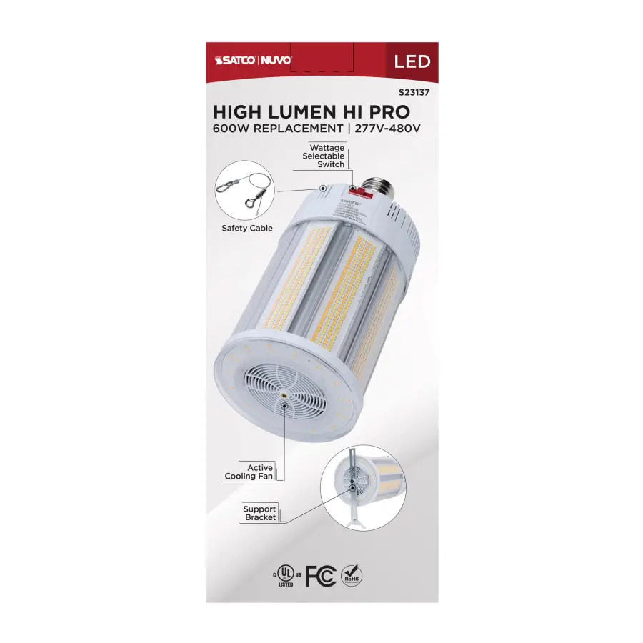 270/200/135 Watt - 30K/40K/50K CCT - Field Selectable LED - Corncob - Mogul Extended Base - 277-480 Ranged Voltage - 600 Watt HID Replacement - Image 14