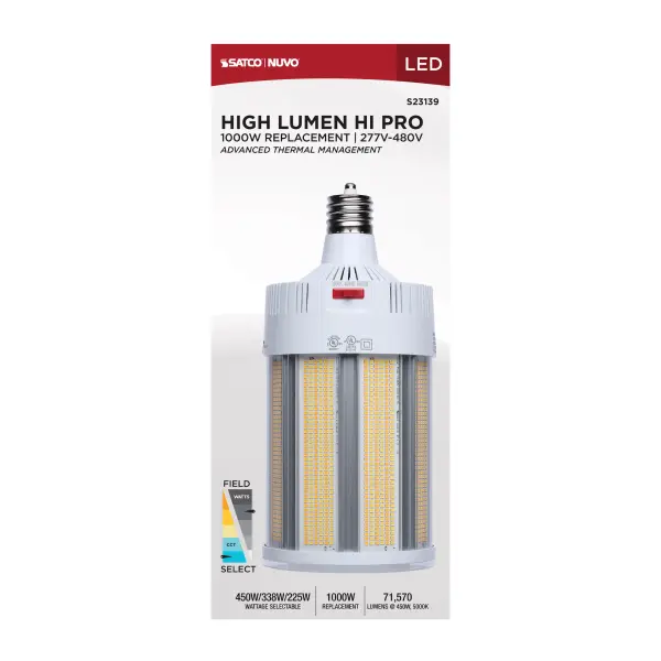 450/338/225 Watt - 30K/40K/50K CCT - Field Selectable LED - Corncob - Mogul Extended Base - 277-480 Ranged Voltage - 1000 Watt HID Replacement - Image 12