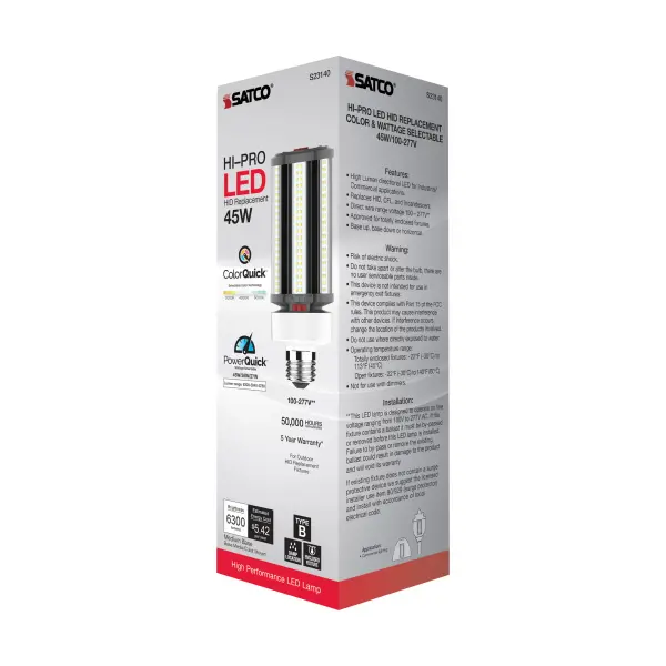 45/36/27 Wattage Selectable - LED HID Replacement - CCT Selectable - Type B - Ballast Bypass - Medium base - 100-277 Volt - ColorQuick Technology - PowerQuick Technology - Image 11