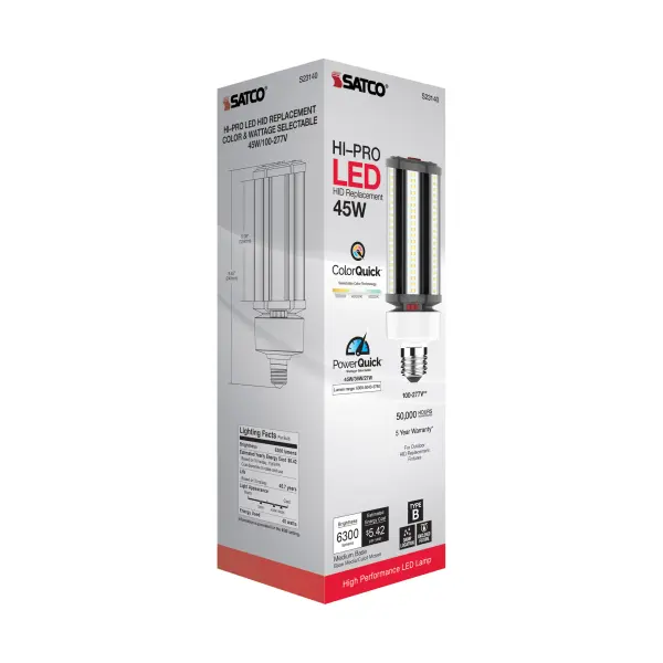 45/36/27 Wattage Selectable - LED HID Replacement - CCT Selectable - Type B - Ballast Bypass - Medium base - 100-277 Volt - ColorQuick Technology - PowerQuick Technology - Image 12