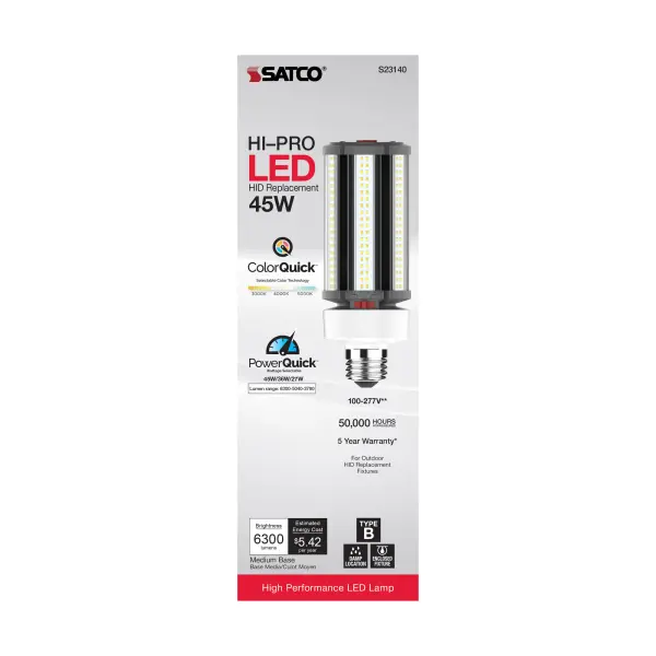 45/36/27 Wattage Selectable - LED HID Replacement - CCT Selectable - Type B - Ballast Bypass - Medium base - 100-277 Volt - ColorQuick Technology - PowerQuick Technology - Image 7