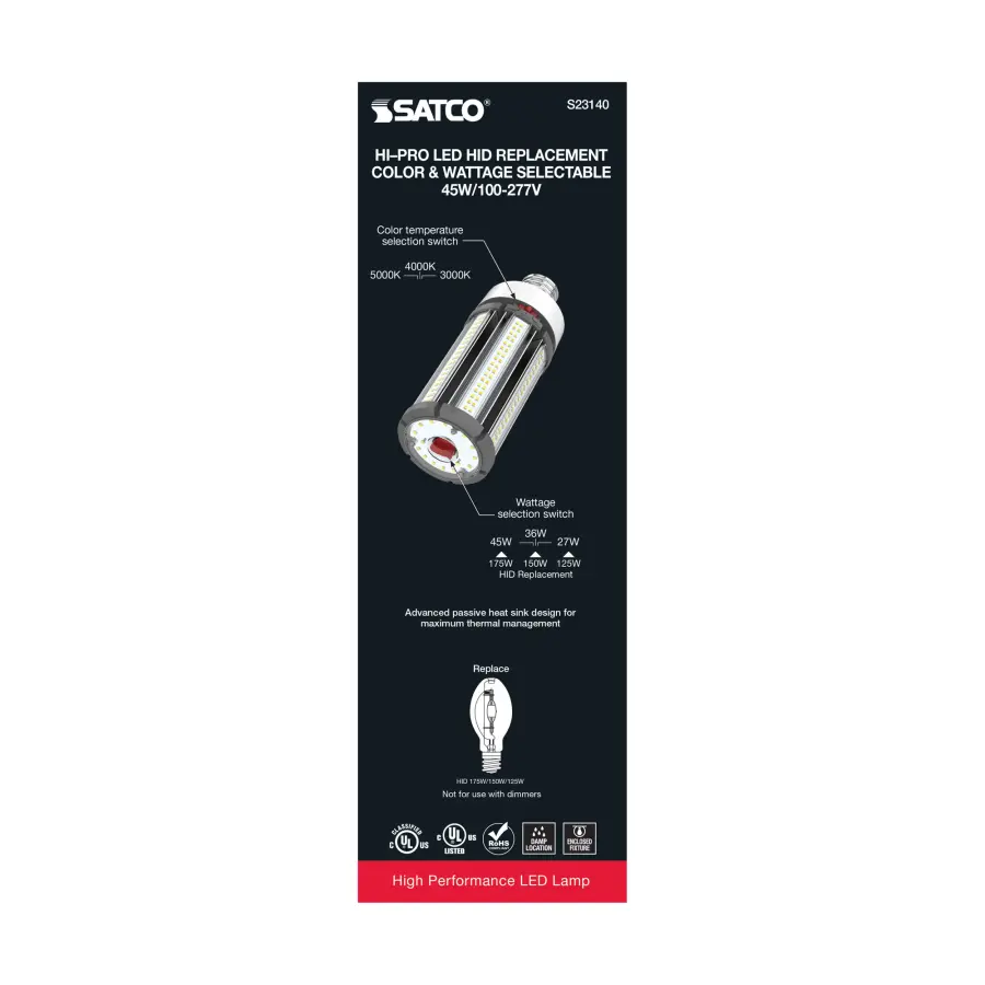 45/36/27 Wattage Selectable - LED HID Replacement - CCT Selectable - Type B - Ballast Bypass - Medium base - 100-277 Volt - ColorQuick Technology - PowerQuick Technology - Image 8